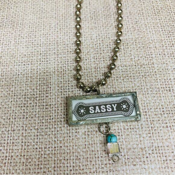 Sassy Spunky Affirmation Silver Necklace - Picture 2 of 3